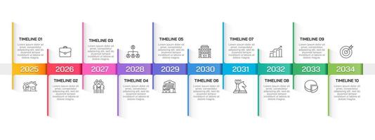 10 years timeline of business design template. Business presentation, Roadmap, Milestone, Strategy and Business planning. vector