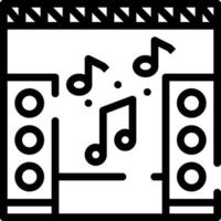 Line Art of a Music Stage Setup with Speakers and Musical Notes vector