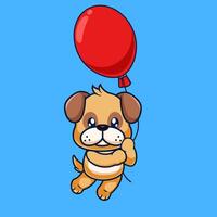 Cute pug Dog Floating cartoon, Pug Dog Mascot Cartoon Character vector