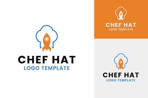 Creative chef hat rocket logo design template illustration vector