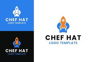 Modern chef hat rocket logo design template illustration vector