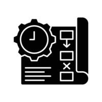 Project Plan Failure Icon. Glyph Style Broken Workflow, Delayed Schedule, Incomplete Blueprint, Disrupted Process Management, and Labor Shortage Related Planning Error vector