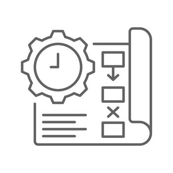 Project Plan Failure Icon. Outline Style. Editable Stroke. Broken Workflow, Delayed Schedule, Incomplete Blueprint, Disrupted Process Management, and Labor Shortage Related Planning Error. vector
