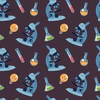 Science pattern with microscopes and beakers vector