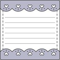 Minimal grey heart border memo pad with soft lines and pastel touch vector