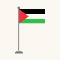 A flat design icon of the Palestine flag on a stand. This simple, geometric illustration symbolizes national identity, support, and solidarity. Isolated graphic for web and print vector