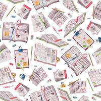 Seamless pattern with open books, notebooks, stationery. Flat design school background for textile, wallpaper, wrapping paper, school supplies. Ideal for decor, educational material vector
