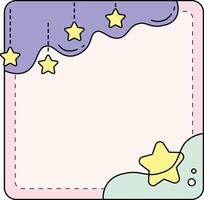 Dreamy star hanging pastel memo pad with cloud border and soft design vector
