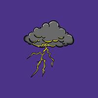 Hand Drawn Thunderstorm Cloud with Striking Lightning on Purple Background vector