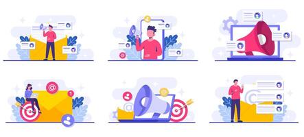 Business communication illustrations in multiple formats vector