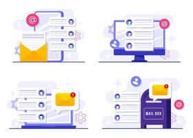 Email communication concept with devices vector