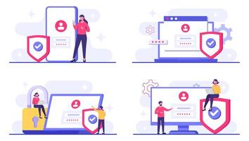 Secure online authentication illustration vector