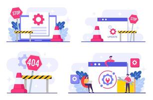 Illustration of website maintenance scenarios vector