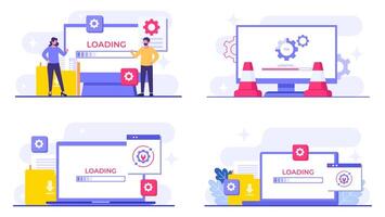 Illustration of loading animations for websites vector