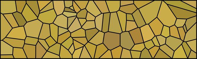 Abstract yellow mosaic with irregular polygon shapes and bold black outlines, creating a stained glass effect in warm earthy tones. vector
