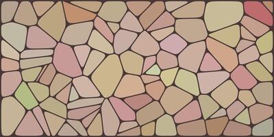 Warm-toned mosaic pattern with irregular stone-like shapes in soft shades of beige, peach, pink, and light green, outlined with dark borders. vector