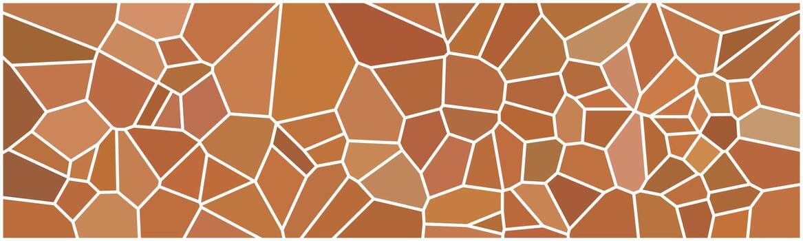 An abstract mosaic pattern featuring irregular shapes in various shades of brown and orange, outlined with white lines, creating a cracked, earthy texture. vector
