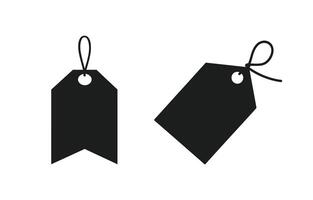 Two black sale tags illustrations isolated on a clean white background vector