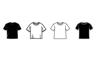 Black outline tshirt set, blank shirt template, white background, clothing design vector