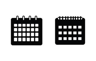 Black icon set of two calendar types isolated on white background vector