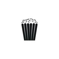 Black icon of popcorn container filled to the brim on a white background vector