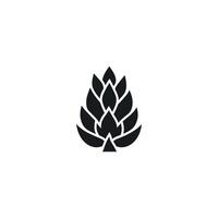 Black icon illustration of a hop cone on a white background isolated vector