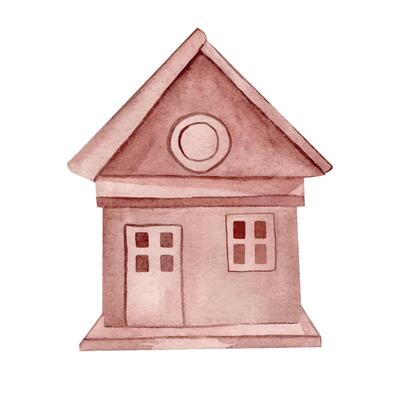 Wood birdhouse watercolor illustration. Vintage style cute Hand painted image isolated from the background. Spring illustration. for gardens, design, postcards, magazines, rustic themed decor