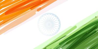 india tricolor orange and green color chalk scratch with ashoka chakra vector