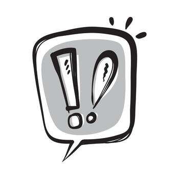 call and hand scribble symbols for warning icons in bubbles vector