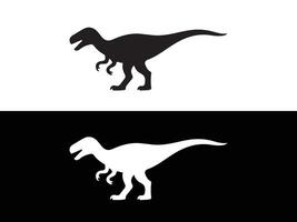Black dinosaur silhouette on white and white dinosaur silhouette on black vector