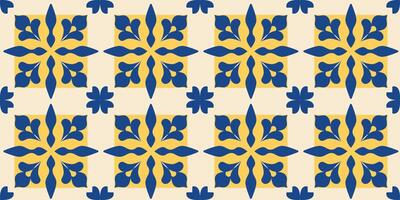 Modern geometric tiles seamless pattern. Mediterranean motif. Abstract floral background, banner, cover, flyer. Arabic mosaic. Damask. Azulejo. illustration. vector