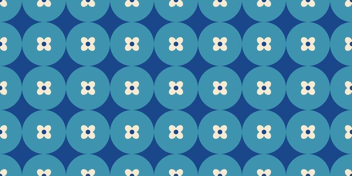 Retro geometric seamless pattern with cicles. Floral groovy ornament. Abstract background, digital paper, backdrop. Surface design. Mid century. illustration. vector