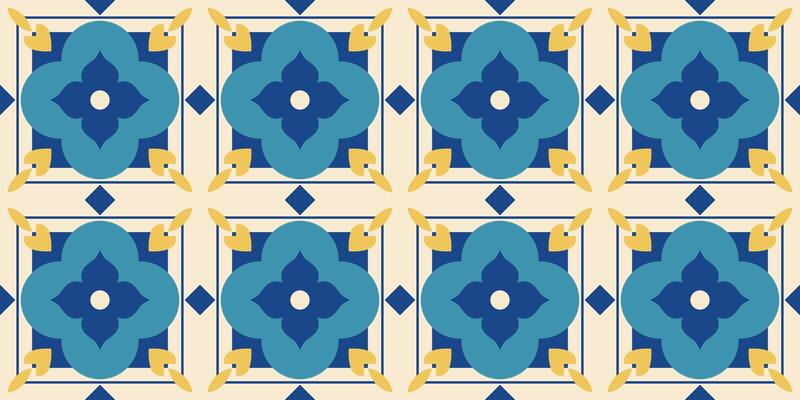 Geometric arabic floral seamless pattern. Mediterranean tiles. Tunisian, Moroccan, Italian, Spanish, Portuguese, Greek, Turkish style. Interior. Ornate background, wallpaper. Mosaic. Azulejo. .