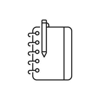 Notebook line icon. High quality outline symbol for web design or mobile app. Thin line sign for design logo. Black outline pictogram vector