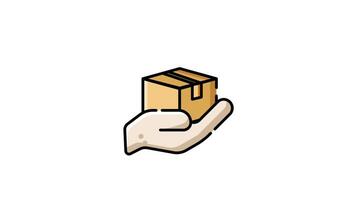 Animated Line Art Icon of Hand Holding Parcel for Safe Delivery Service video