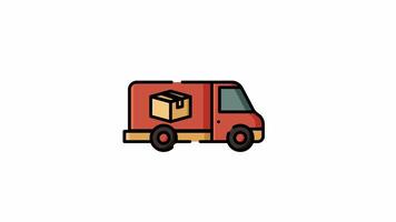 Flat Delivery Truck Icon Cargo Transport Illustration, Animation, Isolated, Alpha Channel, Looping Animation, video