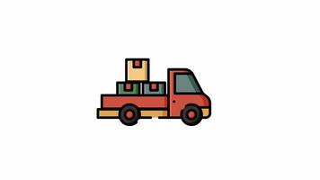 Flat Truck with Packages Icon Cargo Shipment Illustration, Animation, Isolated, Alpha Channel, Looping Animation, video