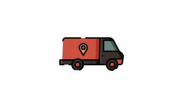 Flat Express Truck Icon Fast Delivery Vehicle Illustration, Animation, Isolated, Alpha Channel, Looping Animation, video