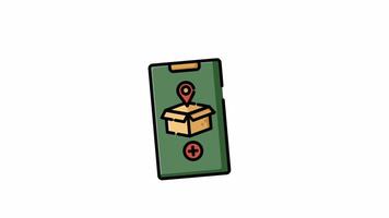 Flat Mobile Delivery Icon Smartphone Package Tracking Illustration, Animation, Isolated, Alpha Channel, Looping Animation, video