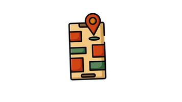 Animated Filled Icon of Delivery Route on Map via Mobile Application video