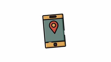 Animated Filled Icon of Smartphone with GPS Pin for Delivery Tracking App video