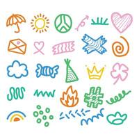 Set Doodle Hand Drawn Shape Flat Design Cartoon Icon Illustration vector