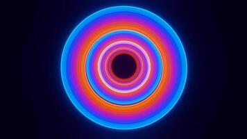 Synchronized Rotating Colorful Gradient Rings on Dark Background video