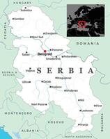 Political map of Serbia showcasing major cities vector