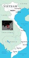 Map of Vietnam showing major cities, borders with neighboring countries vector