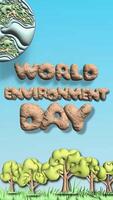 Vertical World Environment Day Cartoon 3D Animation Background Greeting Card video