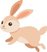 Adorable Beige Bunny Rabbit Joyfully Leaping Across White Background, Cute Cartoon Illustration - Professional digital artwork with vibrant colors and detailed composition vector
