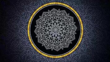 Black and gold mandalas background,Transforming ornamental vintage background. Abstract footage in Art Nouveau style. Round mandala pattern. Seamless loop footage round video