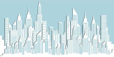 Panorama view of skyline paper cut style. vector