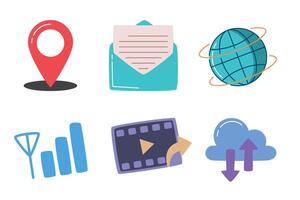 Flat digital icons for communication vector